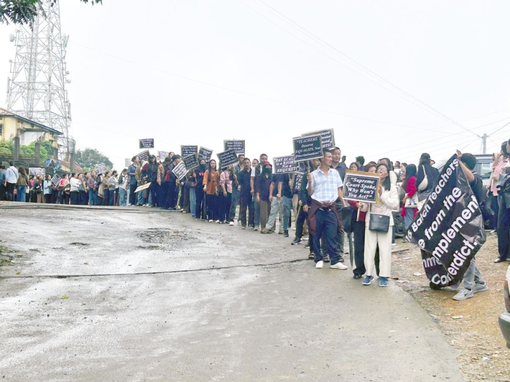 On the seventh day of the ongoing agitation, the RMSA 2016 batch teachers staged a protest march from the Department of School Education to the Nagaland Civil Secretariat.